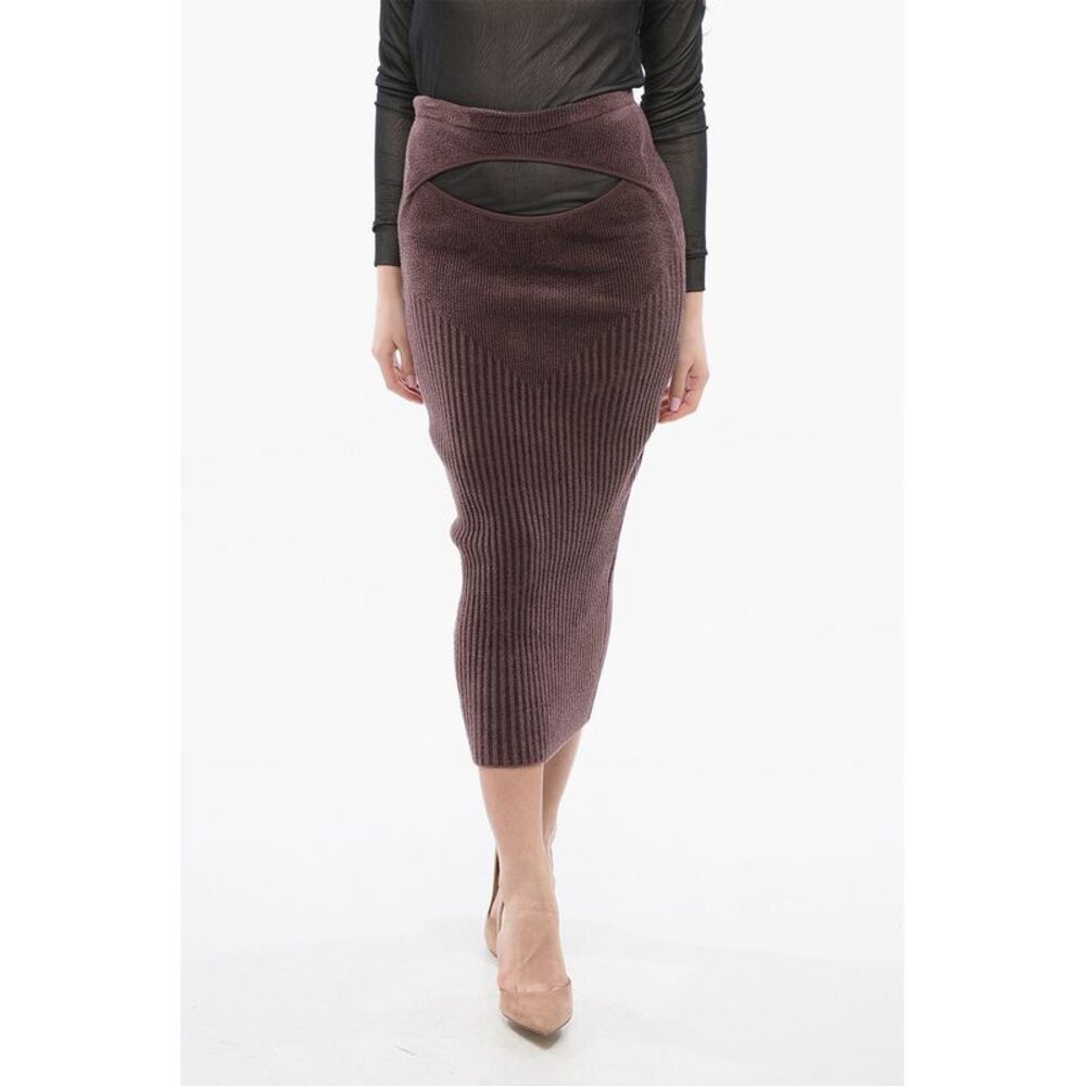 Ribbed Chenille Pencil Skirt with Cut-Out Detail